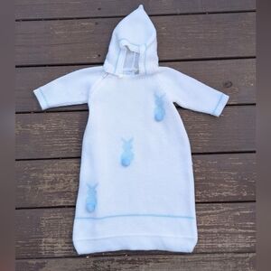Vintage Baby Knitted Bunny Hooded Sleeping Bag/ Cocoon